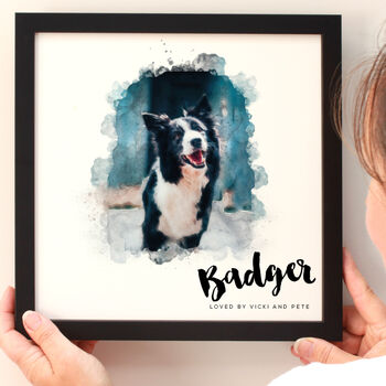Personalised Watercolour Pet Portrait Framed Print, 7 of 10