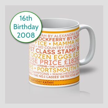 Personalised 16th Birthday Mug Gift 2008, 12 of 12
