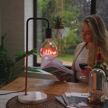 Wine Text Light Bulb And Table Lamp, 2 of 5