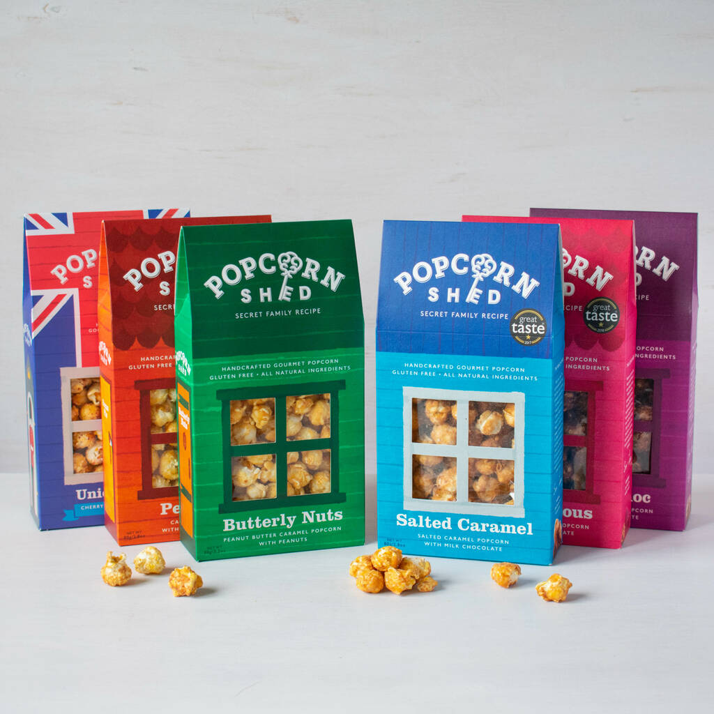 Six Flavour Sweet Gourmet Popcorn Selection By Popcorn Shed