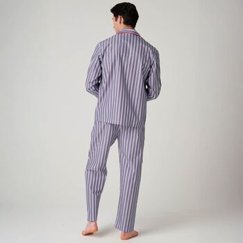 Men's 'Red Pop' Stripe Crisp Cotton Pyjama Set, 3 of 4