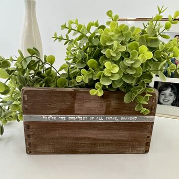 Personalised Wood And Copper Pot Planter, 4 of 7