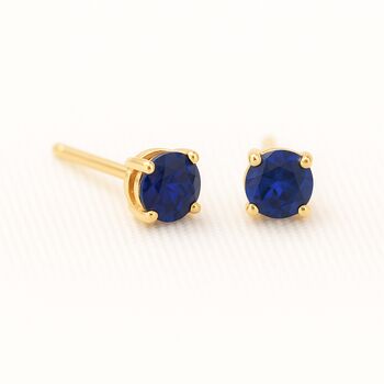 9ct Gold September Sapphire Birthstone Stud Earrings, 3 of 4