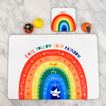 Personalised Rainbow Placemat And Mug Gift Set, 9 of 12