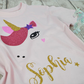 'Star Unicorn' Sparkly Personalised Kids T Shirt, 4 of 5