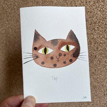 Handmade Watercolour Personalised Cat Painting Card, 12 of 12