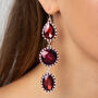 Red Triple Drop Crystal Earrings, thumbnail 1 of 3