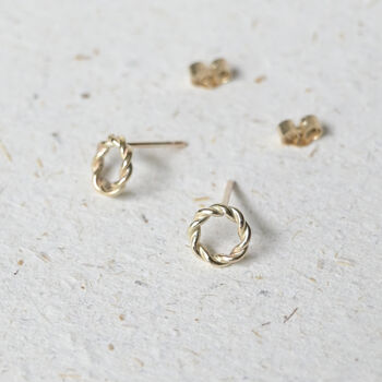 9ct Solid Gold Twisted Circle Studs, 3 of 5