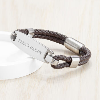 Personalised Men's Leather ID Bracelet, 3 of 10