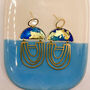Blue Gold Flake Arch Statement Earrings For Her, thumbnail 3 of 12