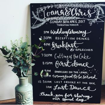 Personalised Order Of The Day Wedding Chalkboard, 4 of 4