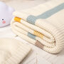 Unisex Cream Ribbon Stripe Baby Blanket, thumbnail 2 of 12