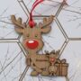 Double Sided Oak Reindeer Parent And Child Cat Dog, thumbnail 1 of 6