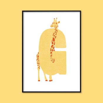 G For Giraffe Children's Initial Print, 3 of 3