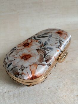 Grey Floral Oval Clutch Bag, 8 of 12