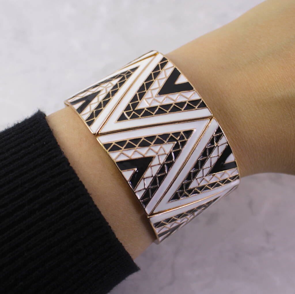 Enamel Geometric Triangles Cuff Bangle By Lucy Loves Neko ...