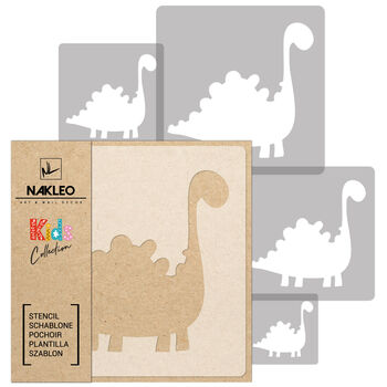 Reusable Plastic Stencils Five Pcs Dinos With Brushes, 2 of 5