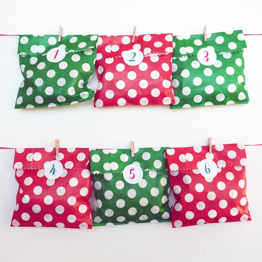 Spotty Advent Bags And Stickers, 1 of 5