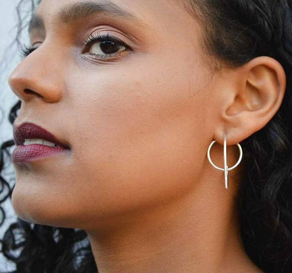 Double Circle Ear Jacket Sterling Silver Earrings By Otis Jaxon