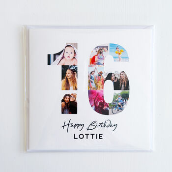 Personalised 16th Birthday Photo Collage Card, 6 of 8