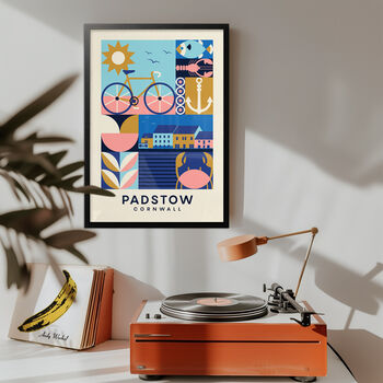 Padstow Cornwall Art Print, Poster Print, Kitchen Wall Art, Wall Art Print, Graphic Geometric Print, Colourful Art, Home Decor, A5, A4, A3, A2, A1, 9 of 11