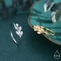 Sterling Silver Aqua Green Opal Olive Leaf Ring, thumbnail 1 of 12