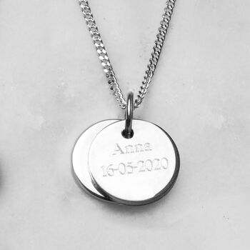 Sterling Silver Double Disc Lucky Star Necklace For Mum, 2 of 3