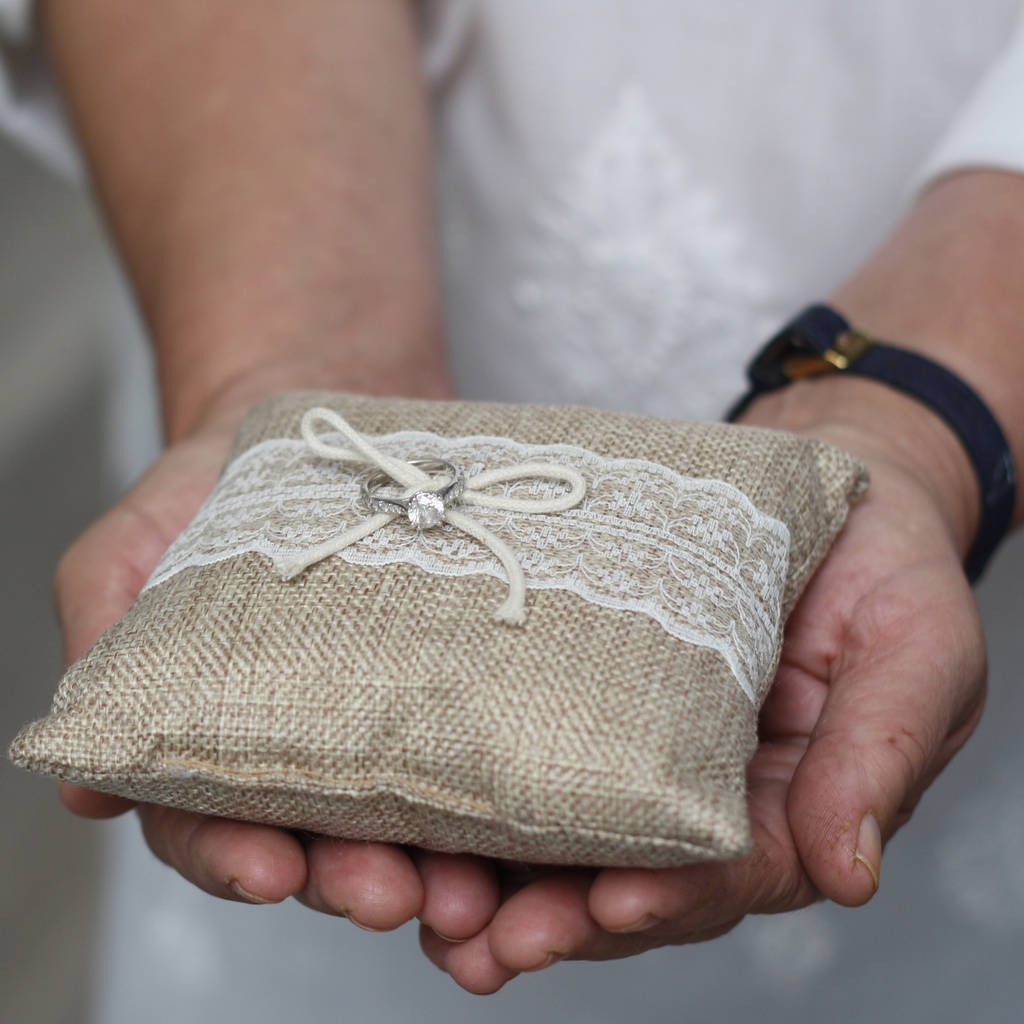Hessian Lace Wedding Ring Cushion By The Wedding of my Dreams ...