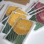 Tulip In Bloom Linocut Notecards Set Of Eight, thumbnail 6 of 6