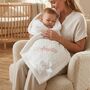 Personalised White Knitted Blanket With Bow, thumbnail 1 of 10