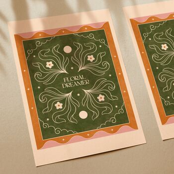 Floral Dreamer, Botanical Bohemian Art Print Flower Poster, 2 of 3