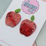 Red Apple Glitter Earrings, thumbnail 3 of 4