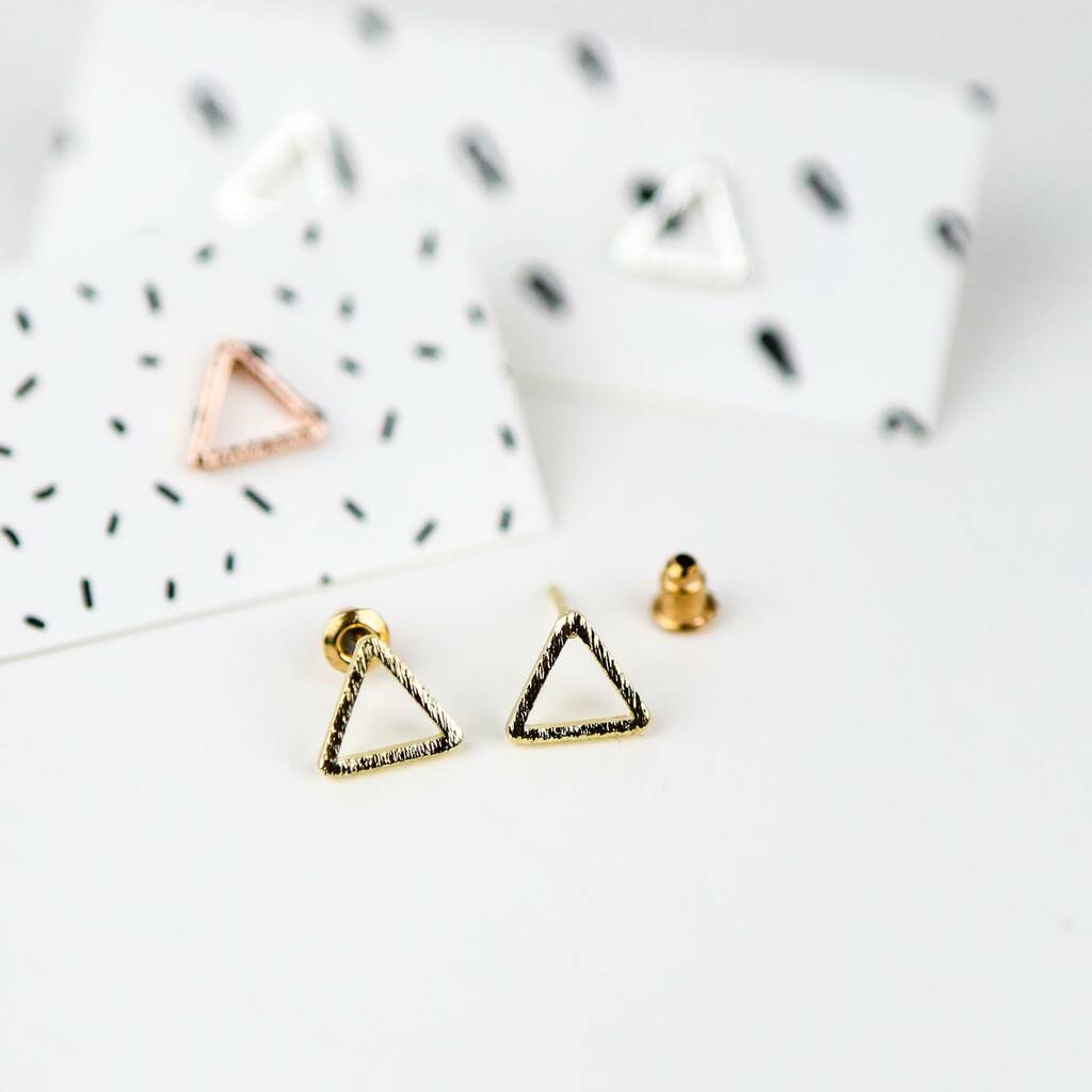 Tiny Open Triangle Stud Earrings By Berylune | notonthehighstreet.com