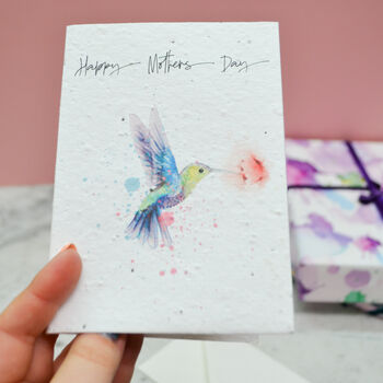Mothers Day Plantable Seed Paper Hummingbird Card, 2 of 6
