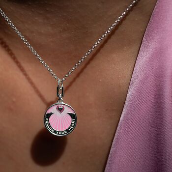 Follow Your Heart Pink Enamel Coin Necklace, 5 of 12