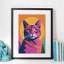 Pink Cat Portrait Illustration Art Print, thumbnail 2 of 4