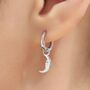 Sterling Silver Moon Face Hoop Earrings, thumbnail 1 of 12