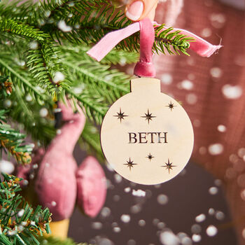 Engraved Wooden Bauble Decoration, 4 of 5