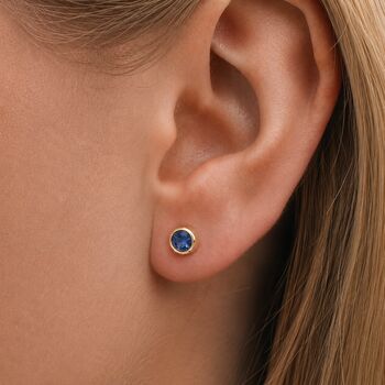 7mm Gold Plated Sterling Silver September Birthstone Stud Earrings, 2 of 5