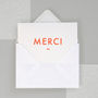 Luxury Handprinted Merci Card In Neon Orange, thumbnail 1 of 1