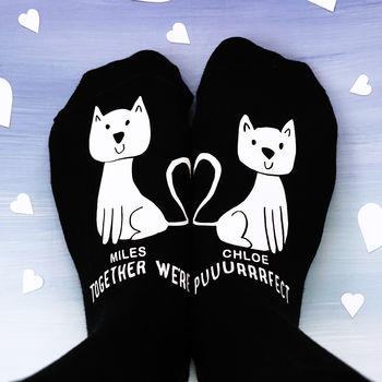Personalised Heart Cat Socks, 2 of 7
