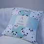 Panda Alphabet Cushion Mint And Grey, thumbnail 6 of 9