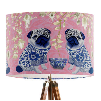 Chinoiserie Pug Lampshade On Pink, 2 of 5