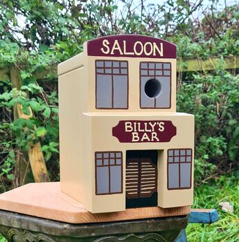 Western Saloon Bar Personalised Bird Box, 4 of 5