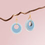Blue And Cream Circular Earrings • Gold Plated Sterling Silver Hooks, thumbnail 1 of 9