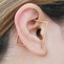 Triangle Long Rose Gold Plated Silver Hoop Earrings, thumbnail 4 of 7