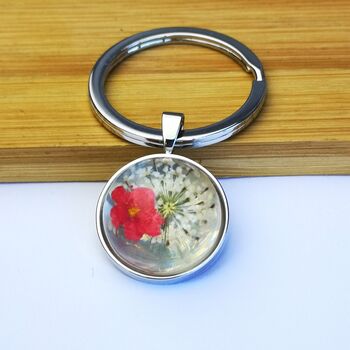 Personalised Flower Glass Dome Keyring, 6 of 8