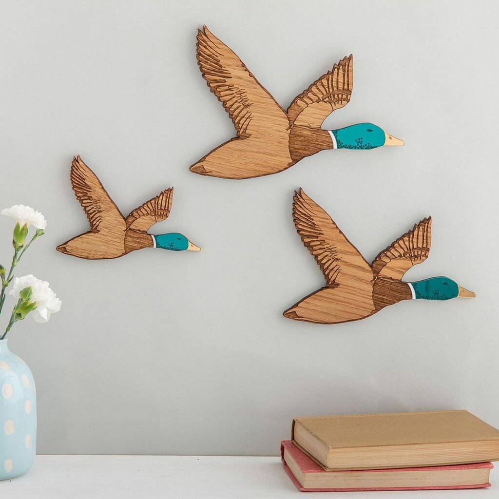 Set Of Three Flying Ducks, Nostalgic Wooden Wall Art, 1 of 4