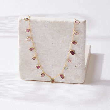 Tourmaline Gold Plated Silver Pebble Necklace, 2 of 3