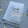 Gold Foil Vellum Save The Date Wedding Invitations, thumbnail 1 of 6